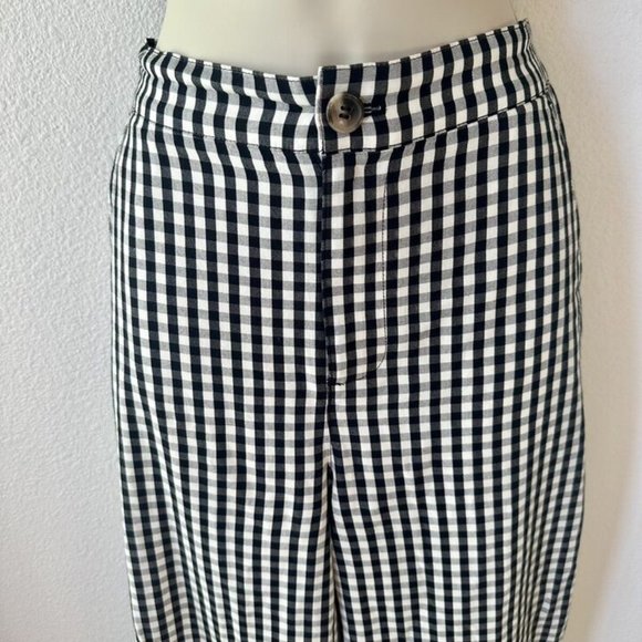 Nordstrom BP Womens Small Black White Gingham Check Straight Leg Pants Cotton - Picture 3 of 10